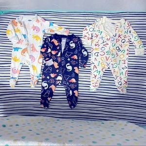 3-pack Sleep & Play 2 Way Zip Footed Onesie